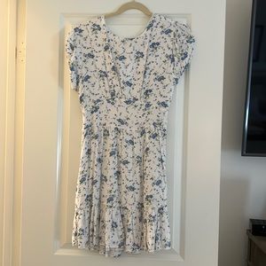 Faithfull the Brand white and blue floral mini dress